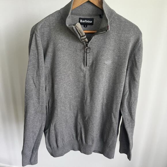 Barbour Mens‎ 1/4 Zip Pullover Knit Sweater Gray Size Mens XL - Picture 1 of 8